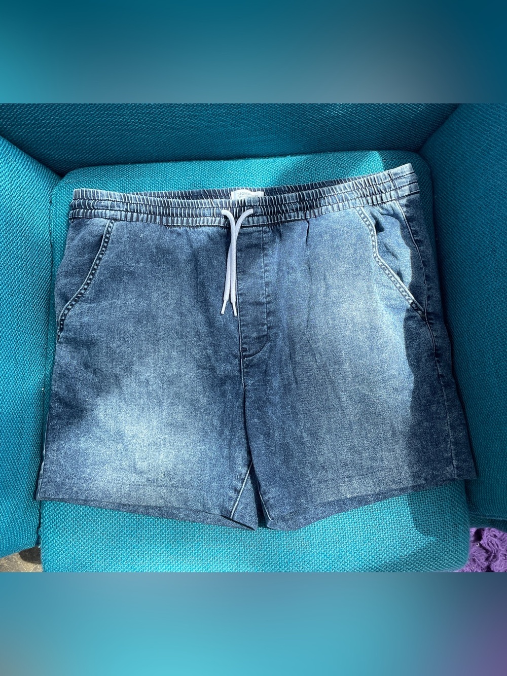 Stretchy Denim Look Shorts